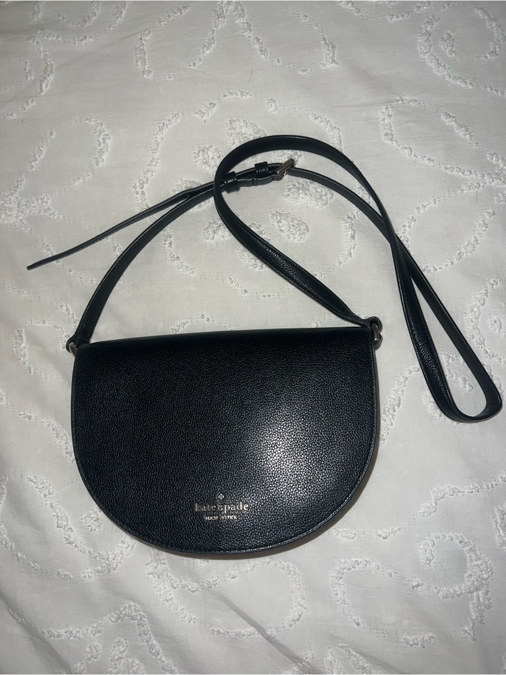 Kate Spade Black Leather Crossbody Saddle Bag